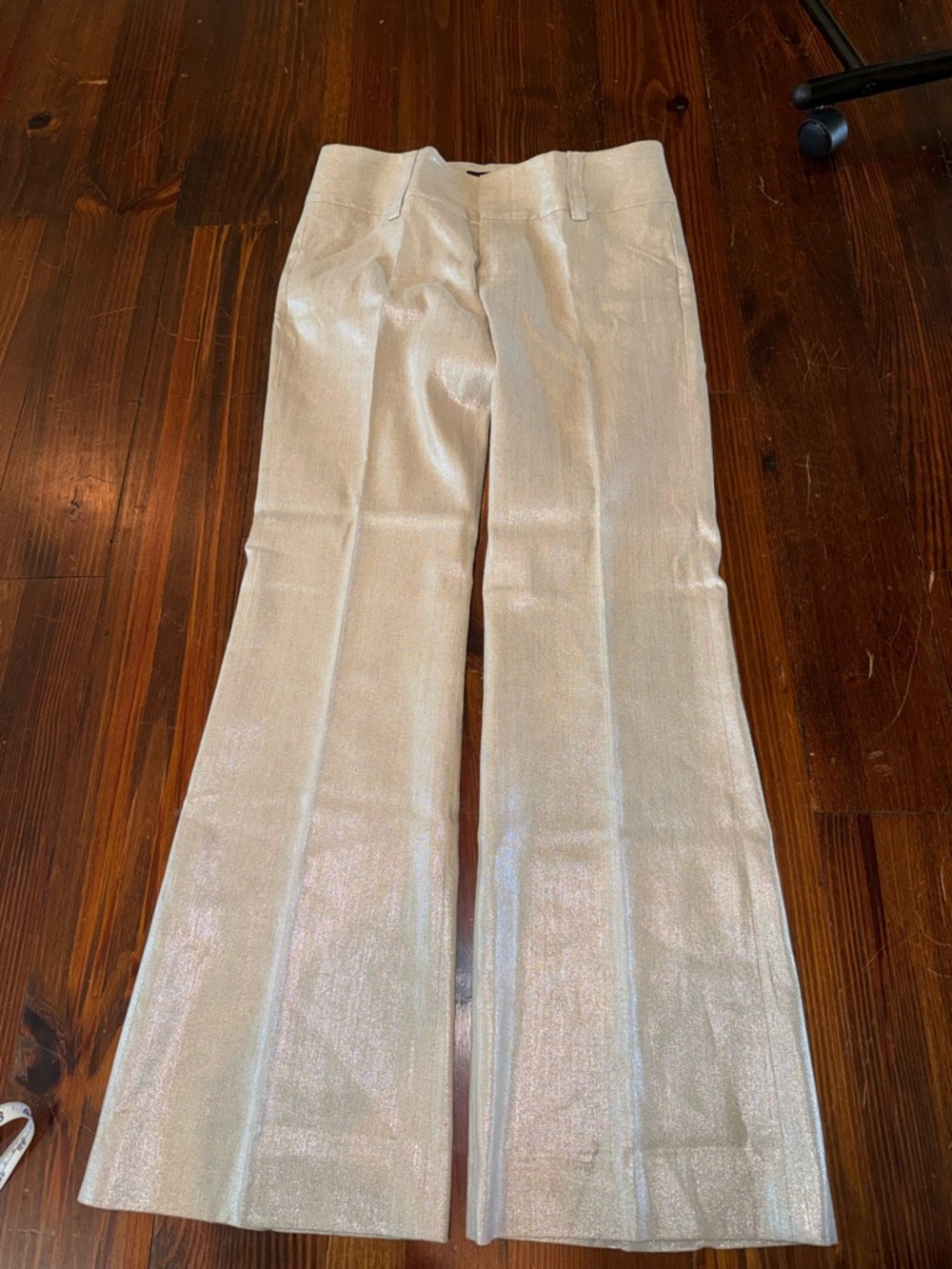 Women’s Metallic Champagne Wide-Leg Pants